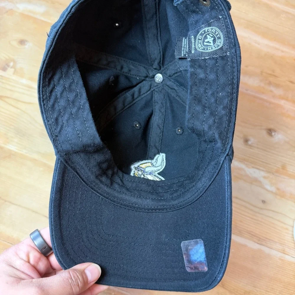 Minnesota Vikings 47 Brand Clean Up Hat Black Adjustable Relaxed Fit Cap Mens‎